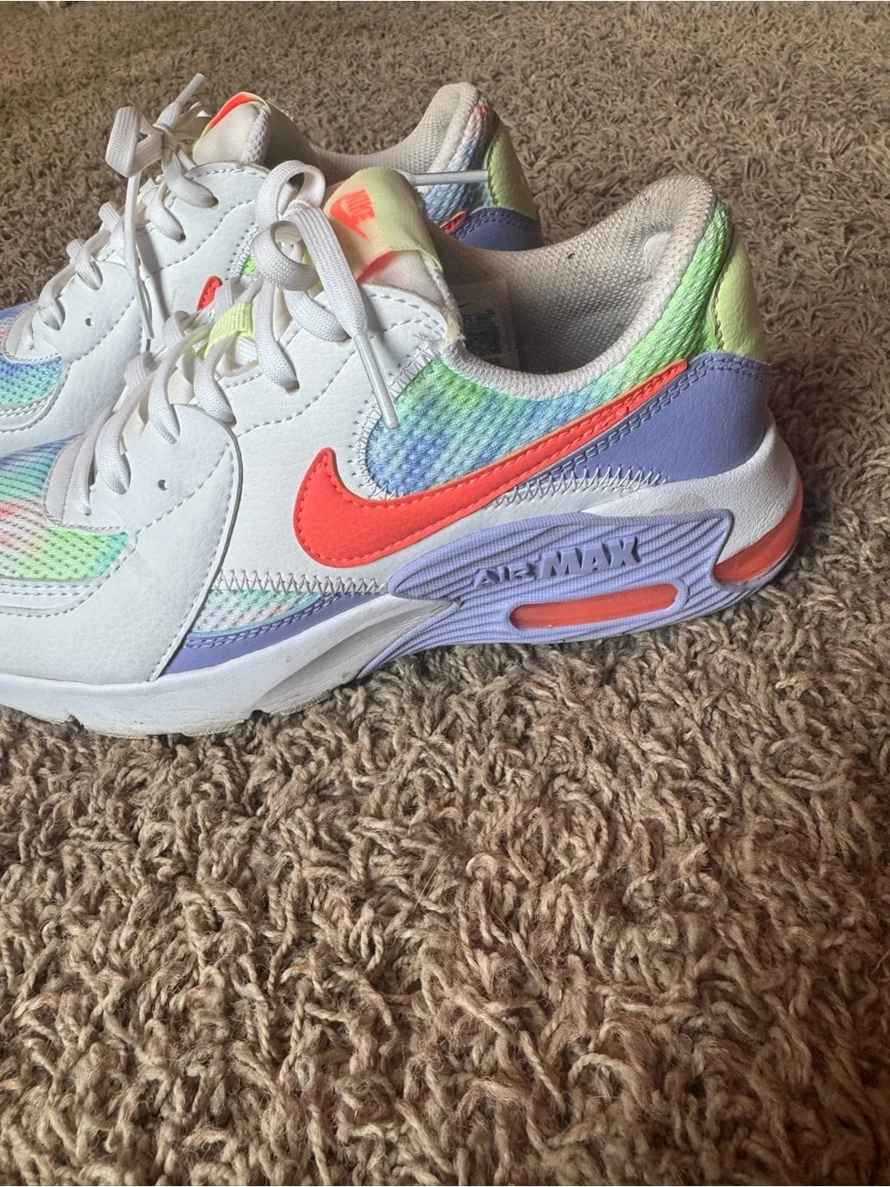 Nike Air Max Casual Sneakers - White with Neon Tie-Dye Accents